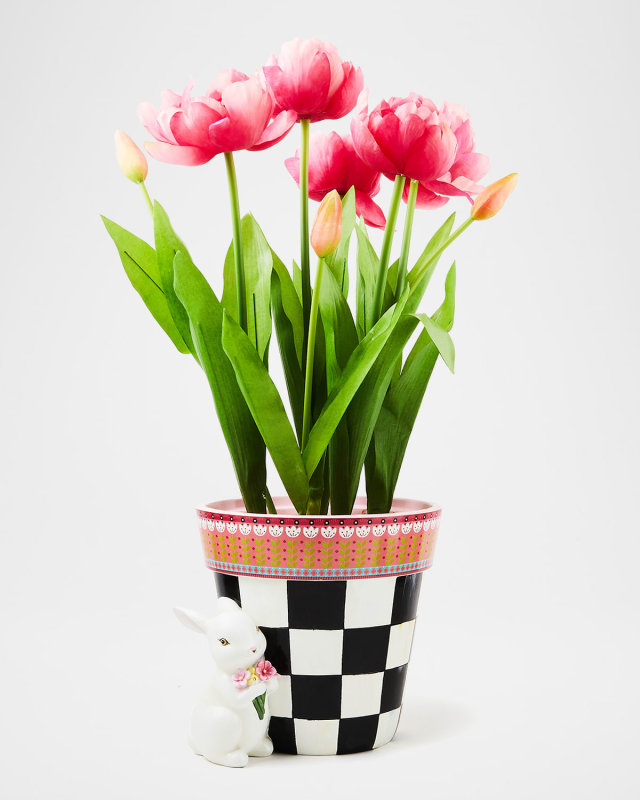 Calico Potted Tulip with Bunny